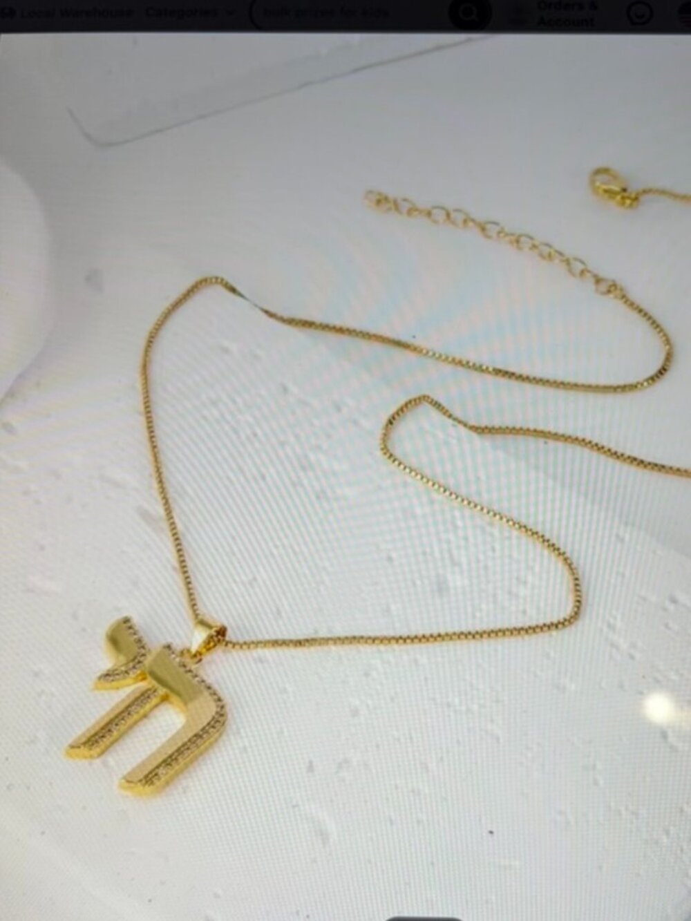 NEW! 18K Gold-Plated Chai Pendant for Women/Men Sparkling CZ Stone w/box chain